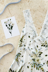 UNE PIECE-Delicate Lace Trim V-Neck Nightie LONDON BOTANICAL BLUE