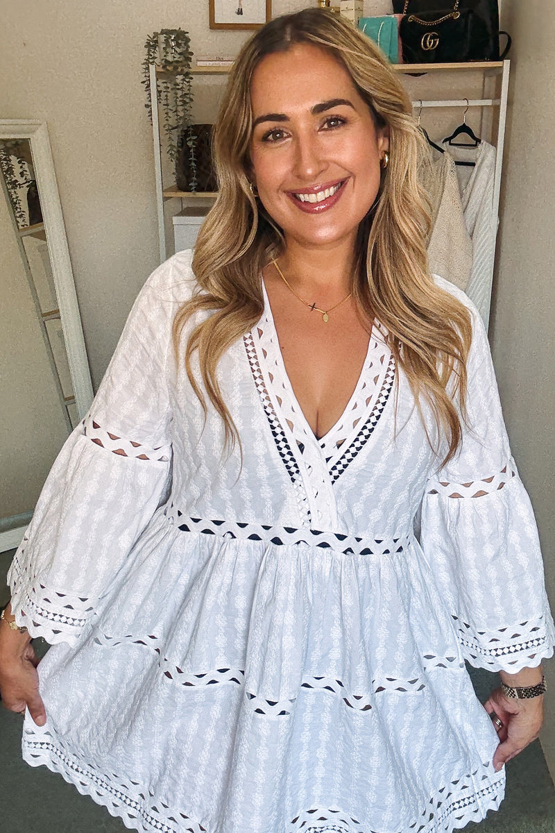 UNE PIECE-Embroidered Kaftan Dress WHITE