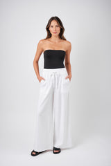 UNE PIECE-Linen Palazzo Pants WHITE