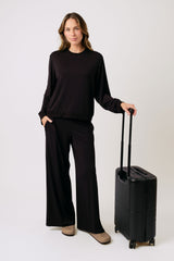 UNE PIECE-Lounge Long Sleeve Crew Neck Top BLACK