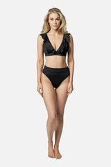 UNE PIECE-Never Say Never Bikini Bralette with Frill BLACK