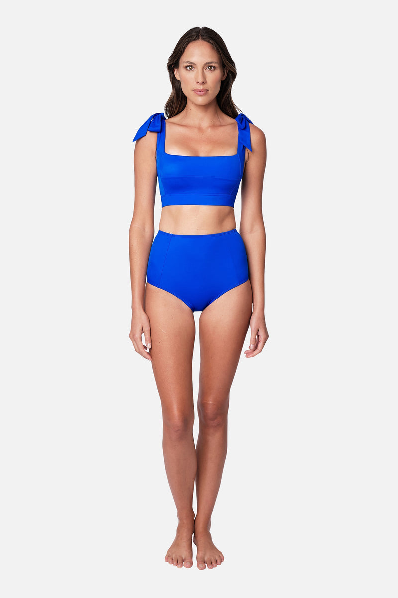 UNE PIECE-Never Say Never High-Waisted Bikini Bottom COBALT BLUE