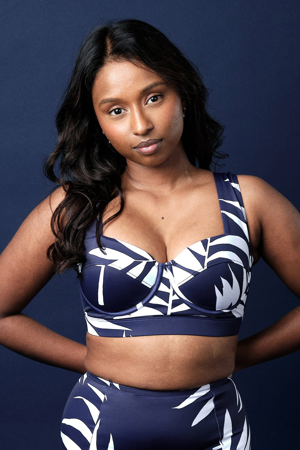 Original Bustier Balconette Bikini Bralette PALM SILHOUETTE NAVY UNE original-bustier-balconette-bikini-bralette-palm-silhouette-navy-une