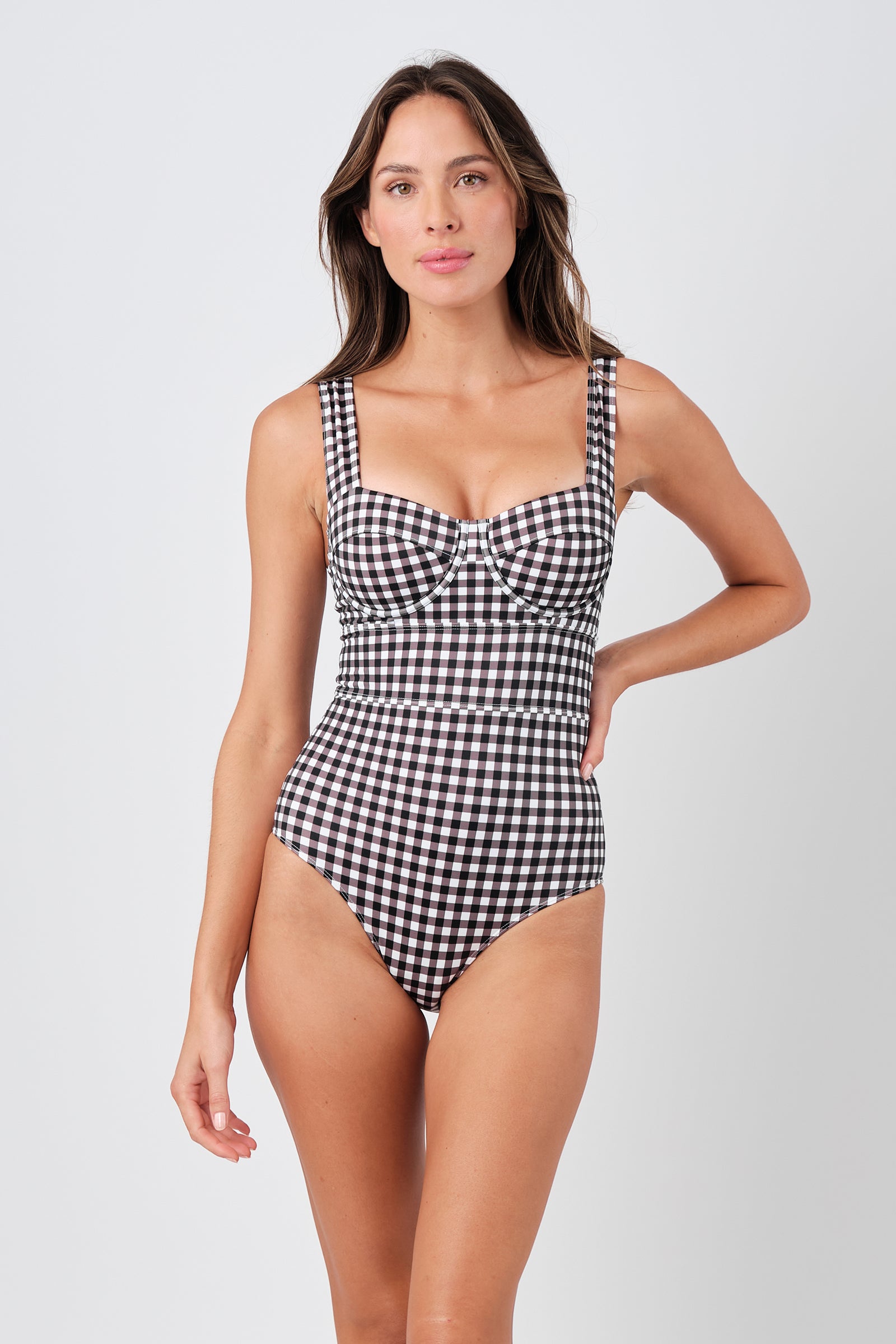 Original Bustier Balconette One Piece BLACK GINGHAM – UNE PIECE US