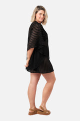 UNE PIECE-Scalloped Lace Kaftan BLACK