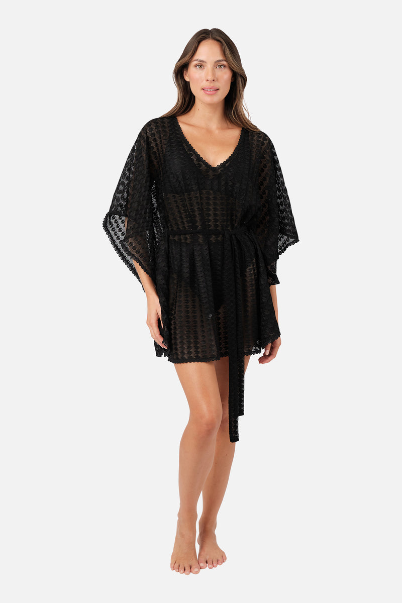 UNE PIECE-Scalloped Lace Kaftan BLACK