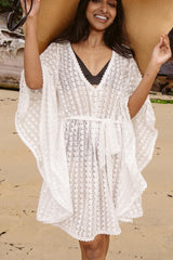 UNE PIECE-Scalloped Lace Kaftan WHITE