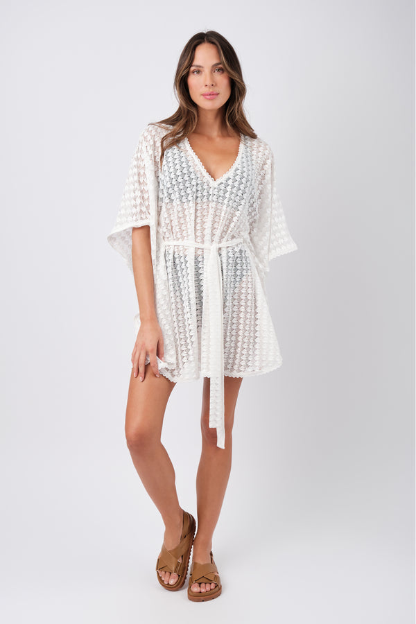 UNE PIECE-Scalloped Lace Kaftan WHITE