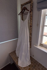 UNE PIECE-Sweetheart Neckline Maxi Dress WHITE DOBBY