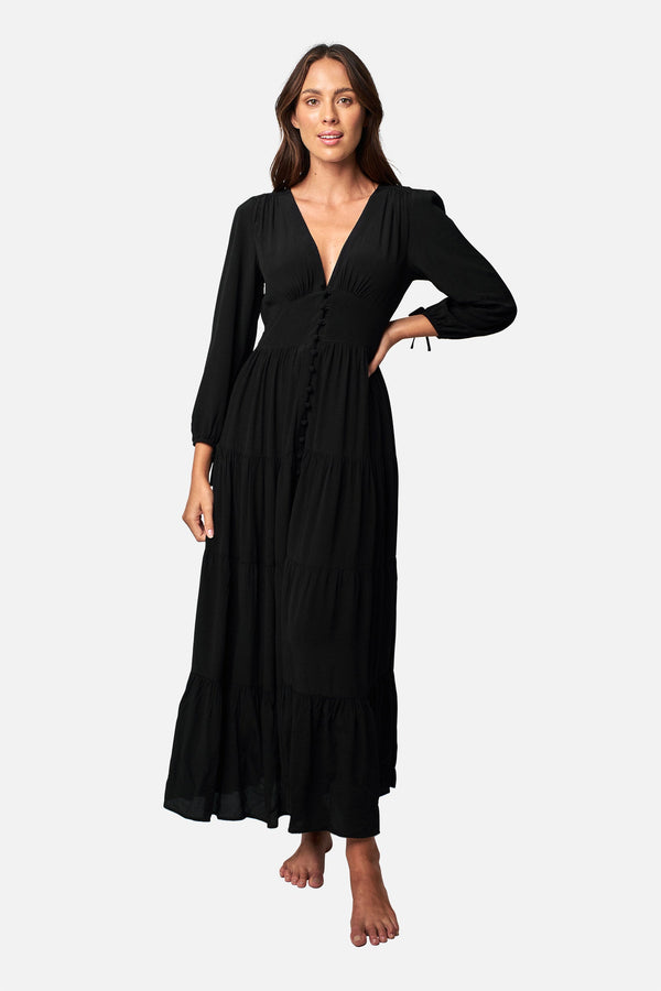 UNE PIECE-Long Sleeve Maxi Dress BLACK