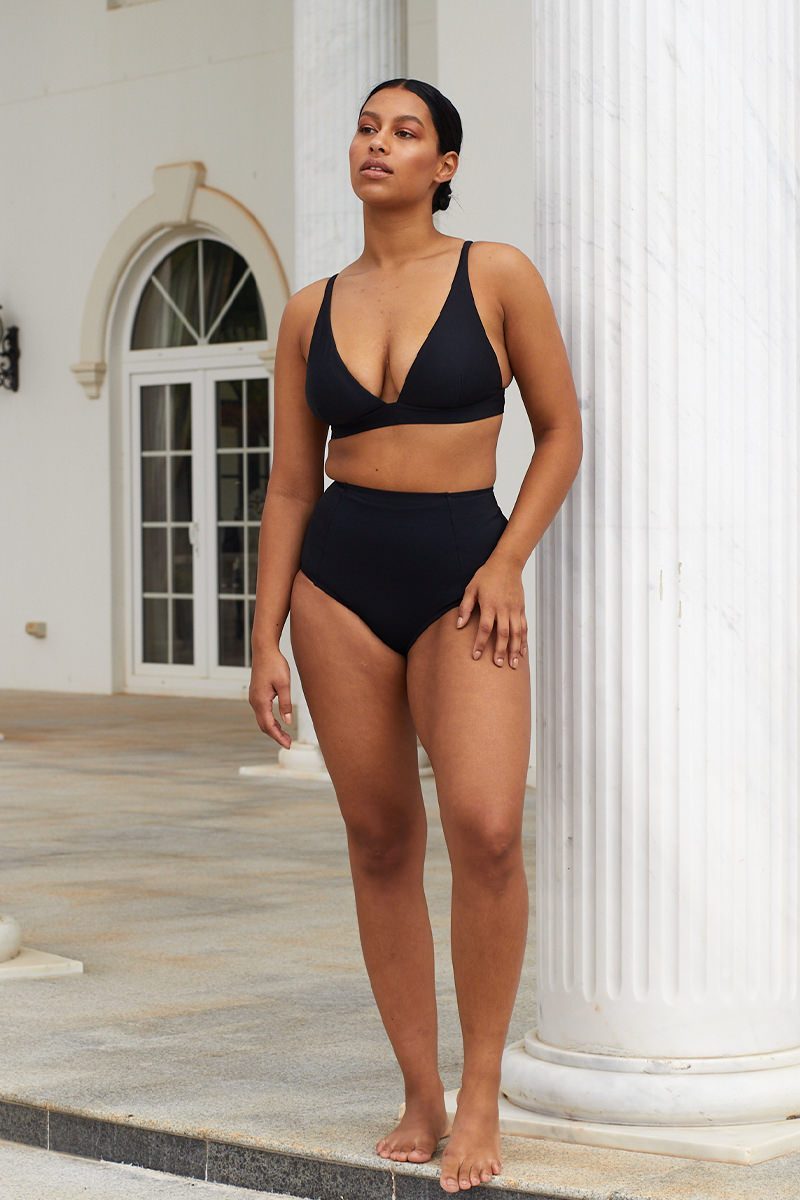 Never Say Never High-Waisted Bikini Bottom BLACK – UNE PIECE