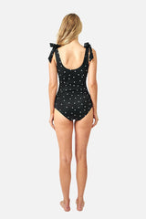 UNE PIECE-Classic Square Neck POLKA NOIR