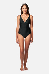 UNE PIECE-Scalloped Classic One Piece BLACK